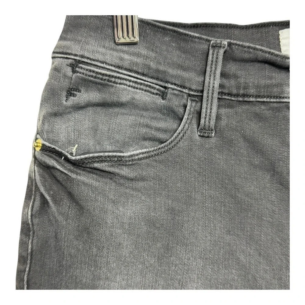FRAME Le High Straight Ankle Jeans Black Distressed Frayed‎ Hem Size 28 - Picture 6 of 11